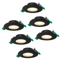 Set van 6 Prado dimbare LED Inbouwspots - 6 watt 570 lumen - CCT instelbare lichtkleur 2700K/4000K/6000K - Lage inbouwdiepte 25 mm - Rond - IP44 voor binnen en buiten - Zwart