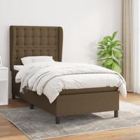 Boxspring met matras stof donkerbruin 90x190 cm