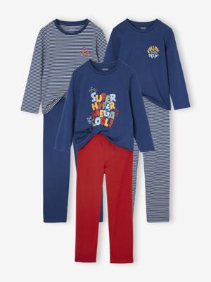Set van 3 jongenspyjama's Fiets oceaanblauw