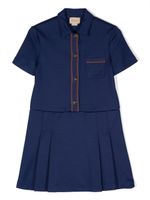 Gucci Kids robe plissée à bords rayés - Bleu