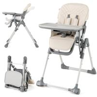 Kinderstoel Opvouwbaar met Ligfunctie & in Hoogte Verstelbaar Beige