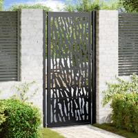 Poort met sporenontwerp 105x205 cm staal zwart