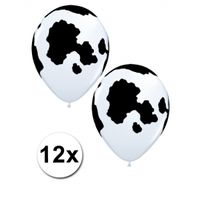 12 ballonnen met koeien vlekken 28 cm   - - thumbnail