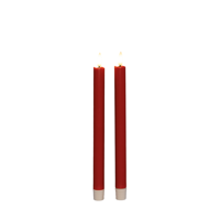 Dinerkaars led 3d vlam met timer 2 stuks h25 cm rood - Annas collection