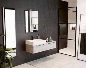 Riho Grid douchedeur 90x200cm Helder Glas/Mat Zwart