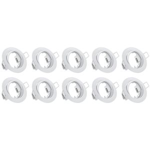 Spot Armatuur 10 Pack - Trion - GU10 Inbouwspot - Rond - Wit - Aluminium - Kantelbaar Ø83mm