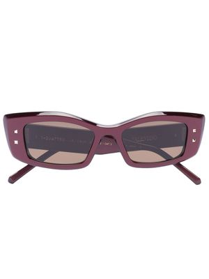 VALENTINO GARAVANI EYEWEAR lunettes de soleil à monture rectangulaire - Rouge