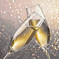 Paperdesign Kerst servetten - 20x - champagne thema - 33 x 33 cm - 3 laags - kerstservetten