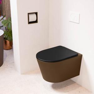 Wandcloset Mondiaz Lavie | Zonder spoelrand | Incl.Toiletzitting-Urban | Keramiek | Rust (bruin)