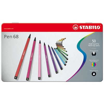 Pen 68 viltstiften in metalen doos, 50 stuks