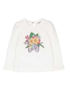 Monnalisa robe à fleurs brodées - Blanc