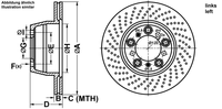 Remschijf ATE, Remschijftype: Geperforeerd / Geventileerd, Inbouwplaats: Links, u.a. für Porsche