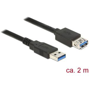 Delock USB-kabel USB 3.2 Gen1 (USB 3.0 / USB 3.1 Gen1) USB-A stekker, USB-A bus 2.00 m Zwart Vergulde steekcontacten 85056