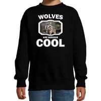 Dieren wolf sweater zwart kinderen - wolfs are cool trui jongens en meisjes - thumbnail