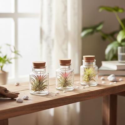 Tillandsia Harrissi in glazen terrarium - Luchtplant Tillandsia Harrissi in glazen terrarium - Luchtplant