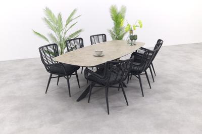 Jasmine/Prado deens ovale tuinset (7-delig) - Zwart/Antraciet