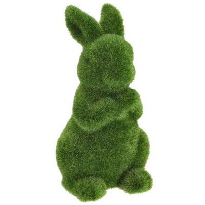 Decoratie beeld paashaas / konijn - staand - groen - kunst mos - 12 cm - paasdecoratie