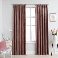 VidaXL Gordijnen verduisterend 2 st met haken 140x175 cm fluweel roze