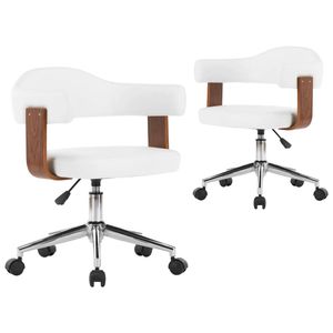 The Living Store Draaibare Eetkamerstoelen - Set van 2 - Wit - Kunstleer - 49.5 x 51.5 x (94.5-115.5) cm