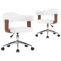 The Living Store Draaibare Eetkamerstoelen - Set van 2 - Wit - Kunstleer - 49.5 x 51.5 x (94.5-115.5) cm - thumbnail