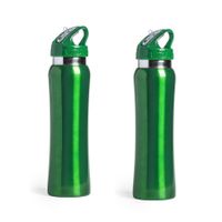 Set van 2x stuks luxe Drinkfles/waterfles 800 ml groen van RVS - thumbnail