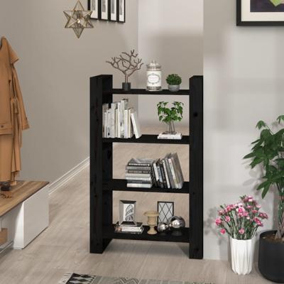 Boekenkast/kamerscherm 80x35x125 cm massief grenenhout zwart