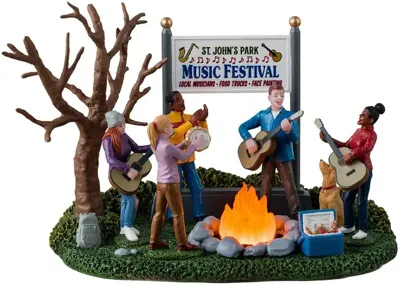 Lemax music festival verlicht kerstdorp tafereel 2024