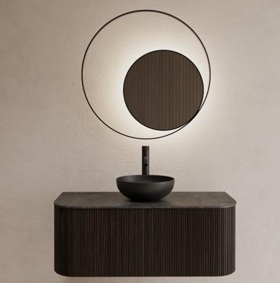 Badkamerspiegel Gliss Design Kosmos | 90 cm | Indirecte LED verlichting | Sensor bediening | Met spiegelverwarming | Mat zwart