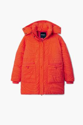 Gewatteerde jas met textuur - ORANGE - XS