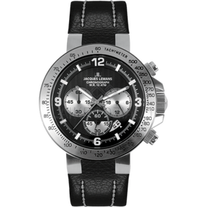 Horlogeband Jacques Lemans 1-1485A Leder Zwart 13mm
