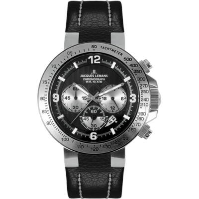 Horlogeband Jacques Lemans 1-1485A Leder Zwart 13mm