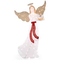 Verlichte Kerstengel met Harp en 120 Warmwitte LED-lampjes Kerstdecoratie