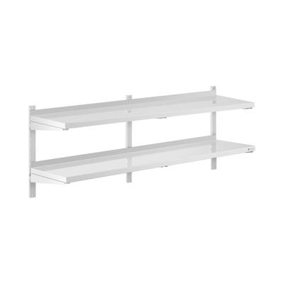 Wandrek van roestvrij staal - 2 planken - 40 x 160 cm