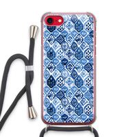 Blauw motief: iPhone SE 2020 Transparant Hoesje met koord