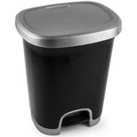 PlasticForte Pedaalemmer - kunststof - zwart-zilver - 27 liter   -