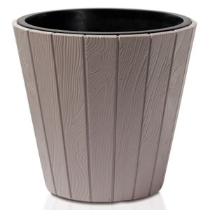 Prosperplast Plantenpot/bloempot Wood Style - buiten/binnen - kunststof - beige - D30 x H28 cm   -