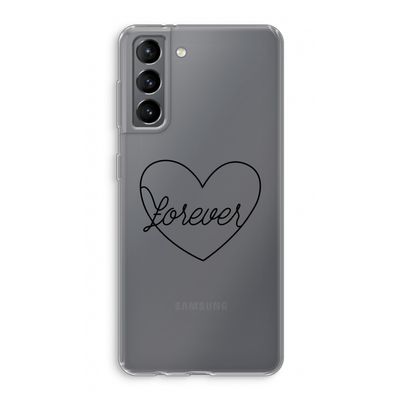 Forever heart black: Samsung Galaxy S21 Transparant Hoesje