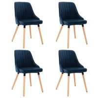 Vidaxl Eetkamerstoelen 4 St Fluweel Blauw - thumbnail