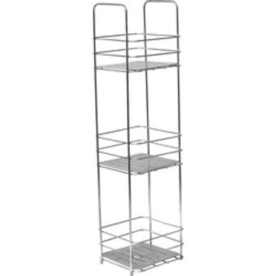 Staand Doucherek 63x16x15cm - 3 Laags Badkamerrek - Doucherek zonder boren - Chroom - Badkamer - Douche - Organizer