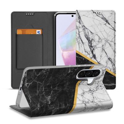 Samsung Galaxy A56 | A36 | Standcase | Marmer Wit Zwart - Origineel Cadeau Man