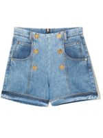 Balmain Kids short en jean à boutons décoratifs - Bleu