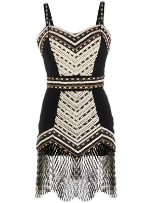 Elisabetta Franchi robe courte à détails de perles - Noir