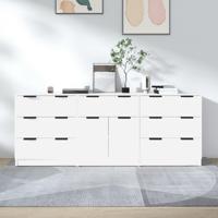 3-delige Dressoirs bewerkt hout wit