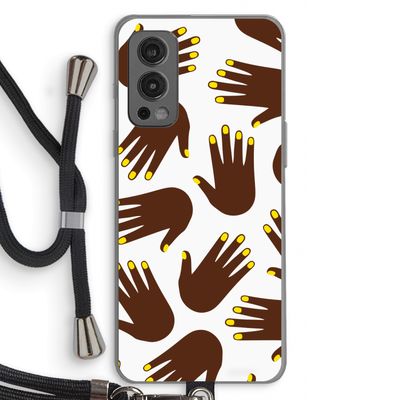 Hands dark: OnePlus Nord 2 5G Transparant Hoesje met koord