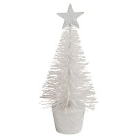 Kerstversiering witte glitter kerstbomen/kerstboompjes 15 cm - thumbnail