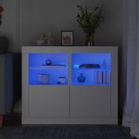 Bijzetkastjes met LED-verlichting 2 st bewerkt hout wit