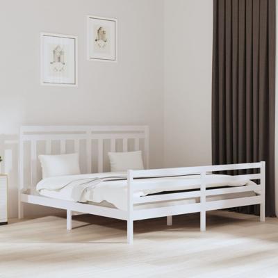 Bedframe massief hout wit 200x200 cm