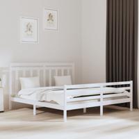 Bedframe massief hout wit 200x200 cm