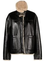 REMAIN veste en cuir à col lainé - Noir