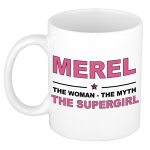 Merel The woman, The myth the supergirl cadeau koffie mok / thee beker 300 ml